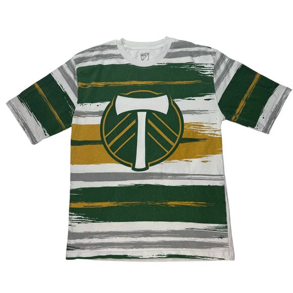 Portland Timbers Youth XL MLS Tee Green Gold Striped Soccer Fan Shirt - Picture 1 of 7